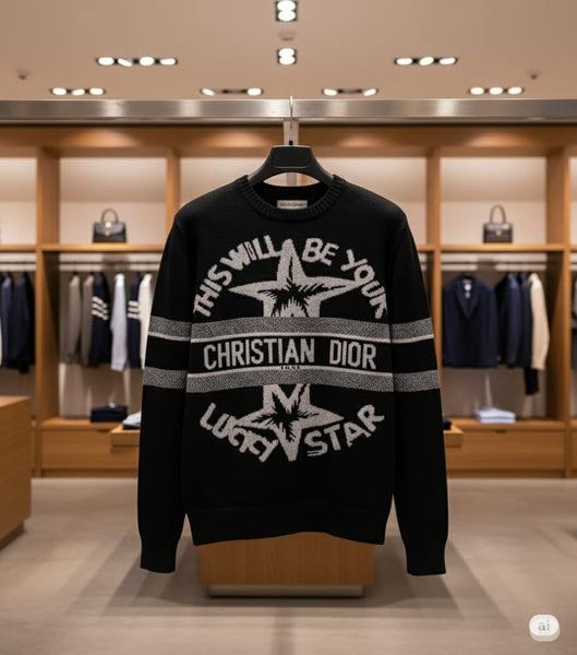 Exclusive  Black “Lucky Star” Knit Pullover