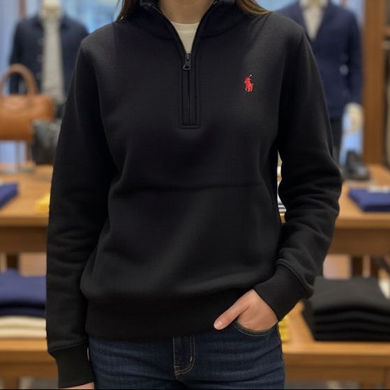 Elegant Classic Black Half-Zip Sweatshirt for Men