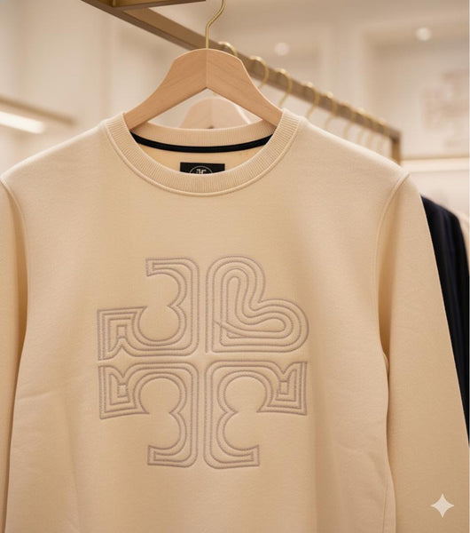 Elegant Beige Sweatshirt with Embossed Design