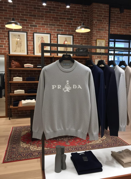 Elegant Grey Brand Logo Sweater for Women