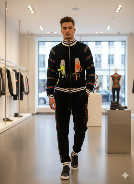 Premium Trendy Black Tracksuit with Signature Stripe Detail