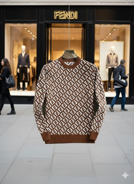 Luxury Brown Monogram Knit Sweater