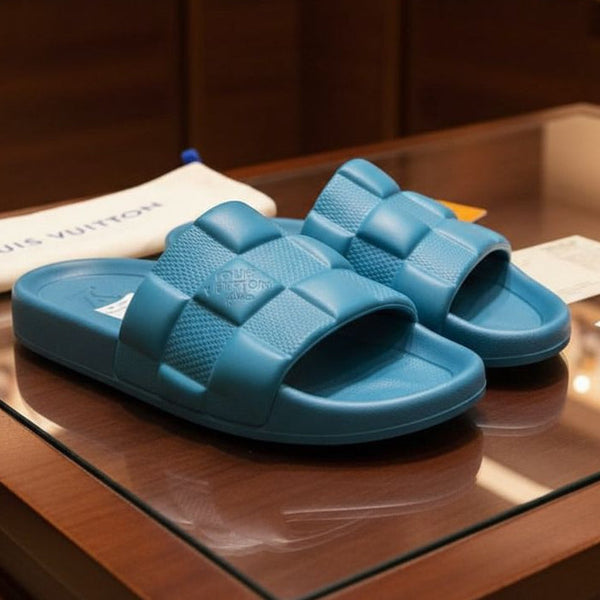 Luxury  Mule Maxi  Sky Blue Damier Sandals