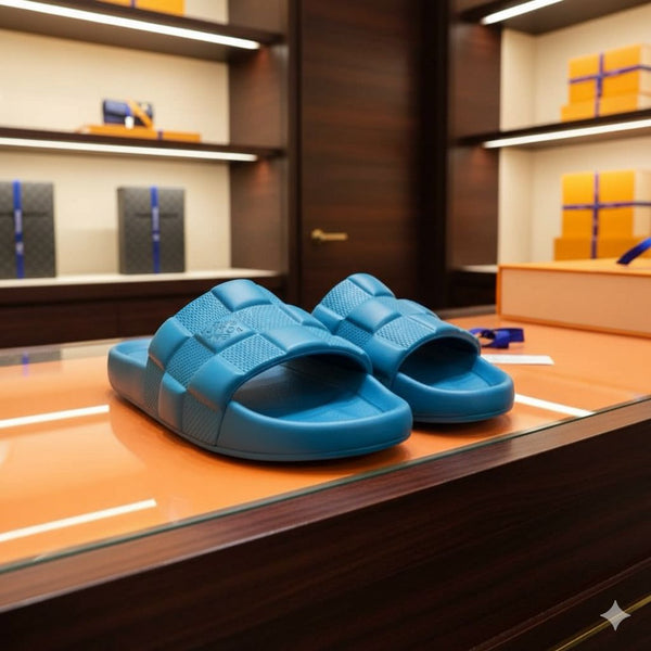 Luxury  Mule Maxi  Sky Blue Damier Sandals