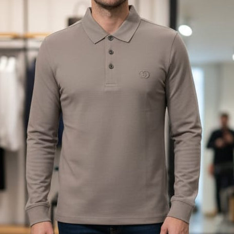 Premium Men's Long-Sleeve Polo Shirt