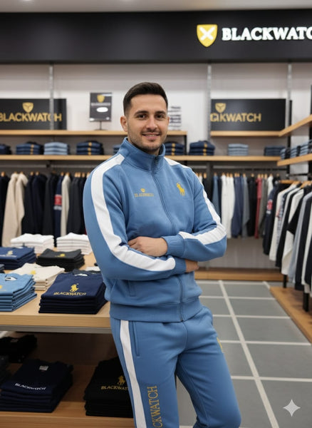 Branded Blackwatch Sky Blue Track Suit  Sporty Style with Premium Comfort