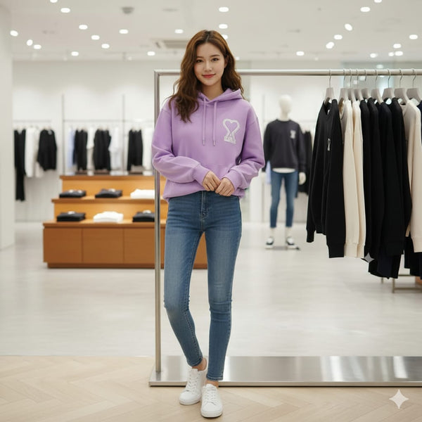 Elegant & Premium Cozy and Warm Hoodie with Heart Logo Patch