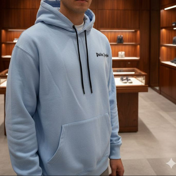 Luxury Imported Sky blue Logo Hoodie