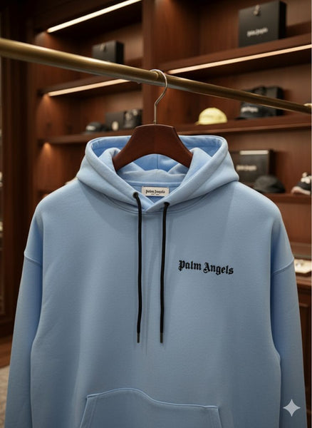 Luxury Imported Sky blue Logo Hoodie