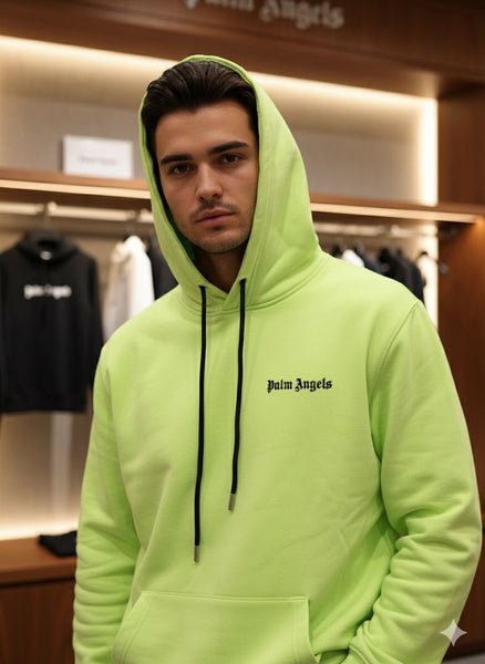 Luxury Imported  Neon Green Logo Hoodie