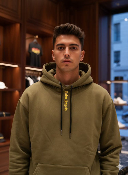 Premium  Olive Green Logo Hoodie
