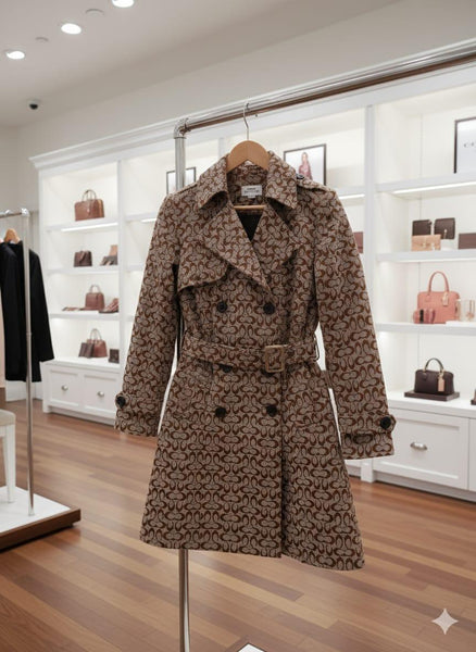 Premium Brown Monogram Trench Coat  Classic, Chic & Elegant