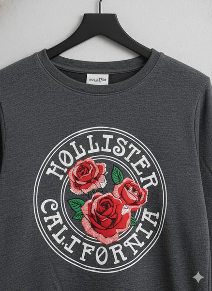 Luxury Rose Embroidered Sweatshirt  Soft, Stylish & Casual