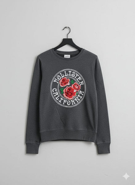 Luxury Rose Embroidered Sweatshirt  Soft, Stylish & Casual