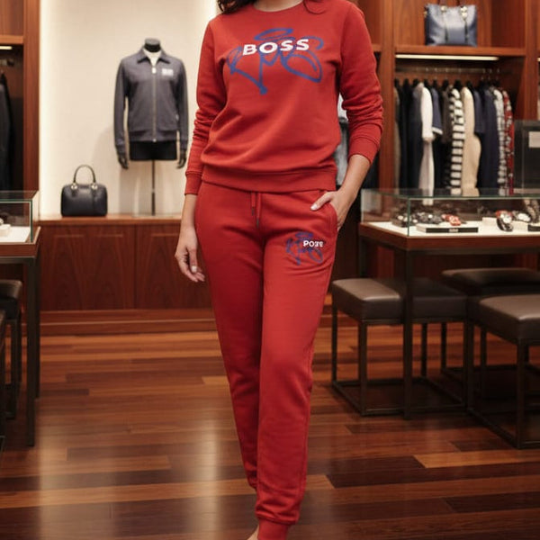 Women’s Stylish Red Sweatshirt & Jogger Set  Premium Casual