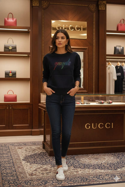 Black Logo Sweatshirt Premium Designer Casual Wear