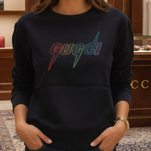 Black Logo Sweatshirt Premium Designer Casual Wear