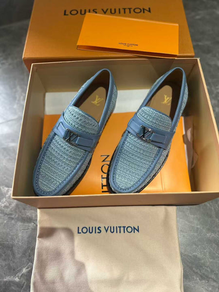 Elegant Imported Sky-blue  Woven Loafers  Premium Luxury Casual Shoes