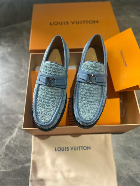 Elegant Imported Sky-blue  Woven Loafers  Premium Luxury Casual Shoes