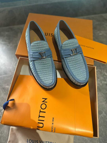 Elegant Imported Sky-blue  Woven Loafers  Premium Luxury Casual Shoes