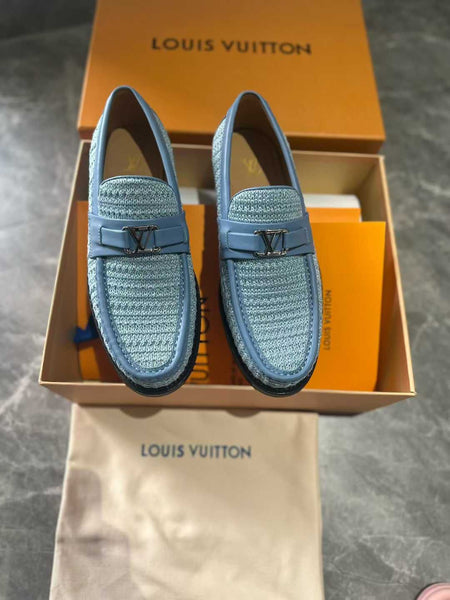 Elegant Imported Sky-blue  Woven Loafers  Premium Luxury Casual Shoes