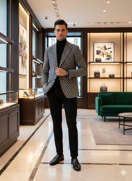 Luxury Designer Patterned Blazer Premium Party & Formal Wear