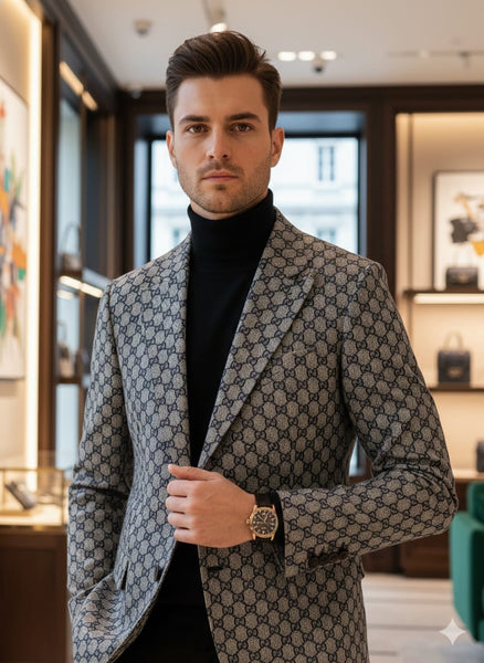 Luxury Designer Patterned Blazer Premium Party & Formal Wear