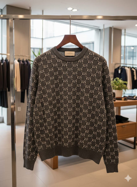 Premium Designer Monogram Knit Pullover Stylish Winter Essential