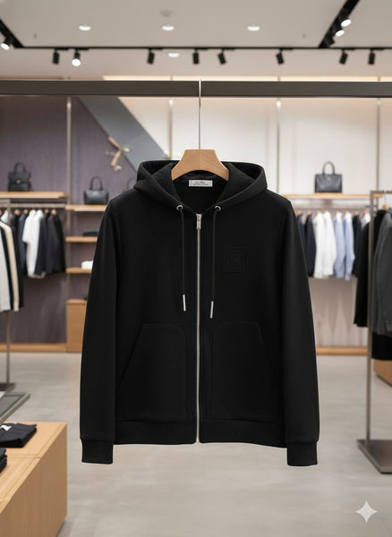Imported Brand Zip-Up Hoodie with Modern Minimal Design