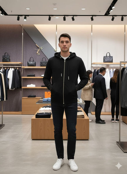 Imported Brand Zip-Up Hoodie with Modern Minimal Design