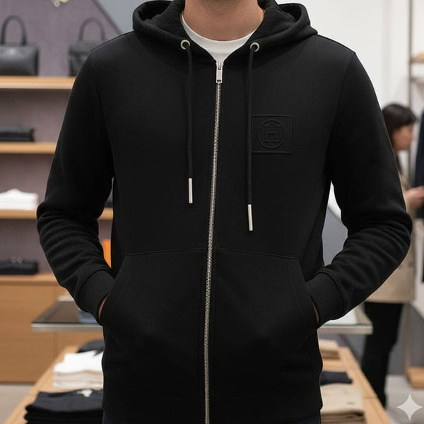 Imported Brand Zip-Up Hoodie with Modern Minimal Design