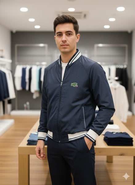 Exclusive Zip-Up Men’s Jacket with Sporty Ribbed Finish