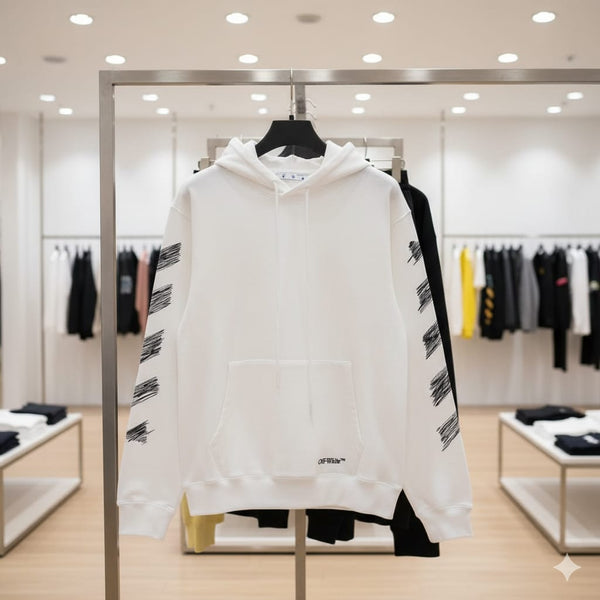 Latest Scribble Diag-Print Cotton Hoodie