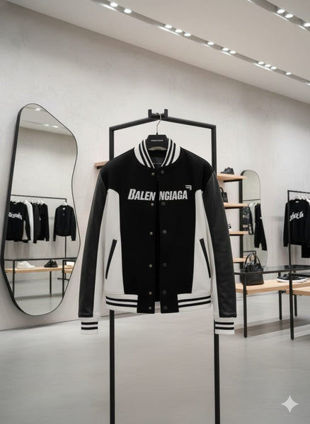 Men’s Premium Black & White Varsity Jacket – Classic Street Style