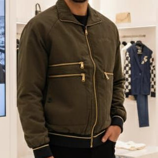 Men’s Premium Bomber Jacket with Luxury Back Logo – Stylish & Warm