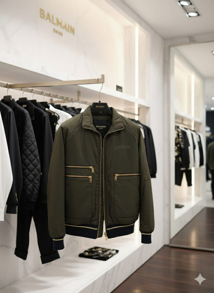 Men’s Premium Bomber Jacket with Luxury Back Logo – Stylish & Warm