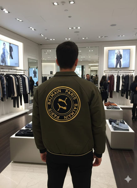 Men’s Premium Bomber Jacket with Luxury Back Logo – Stylish & Warm