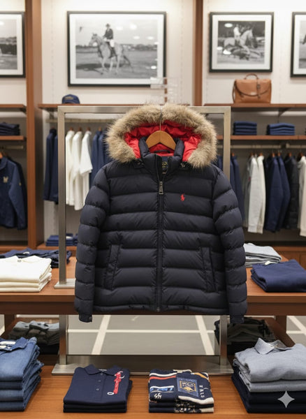 Men’s Winter Puffer Jacket with Fur Hood – Warm, Premium & Stylish