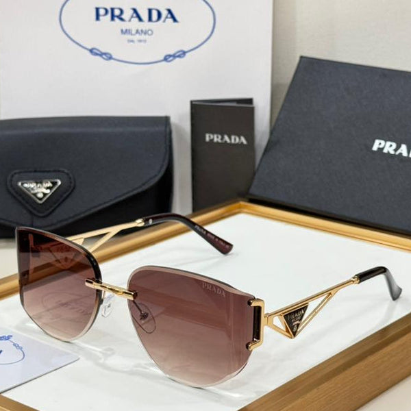 Luxury Rimless Sunglasses with Iconic Triangle Logo