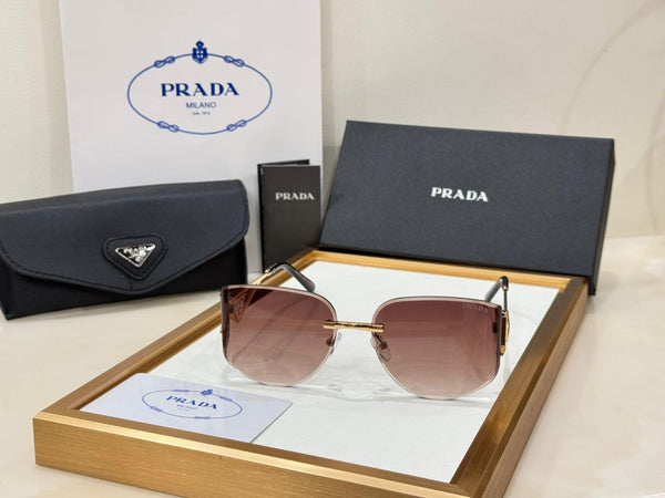 Luxury Rimless Sunglasses with Iconic Triangle Logo