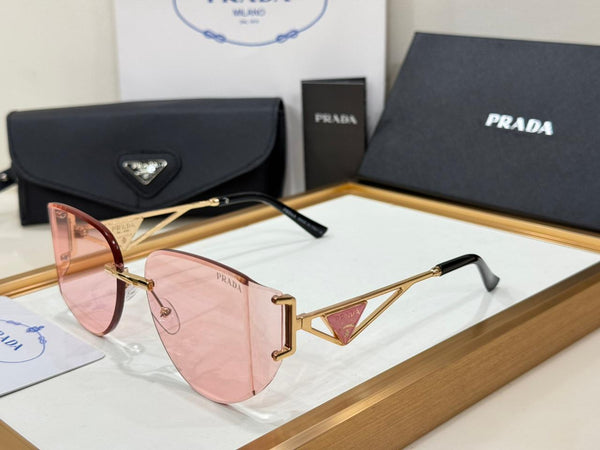 Luxury Rimless Sunglasses with Iconic Triangle Logo