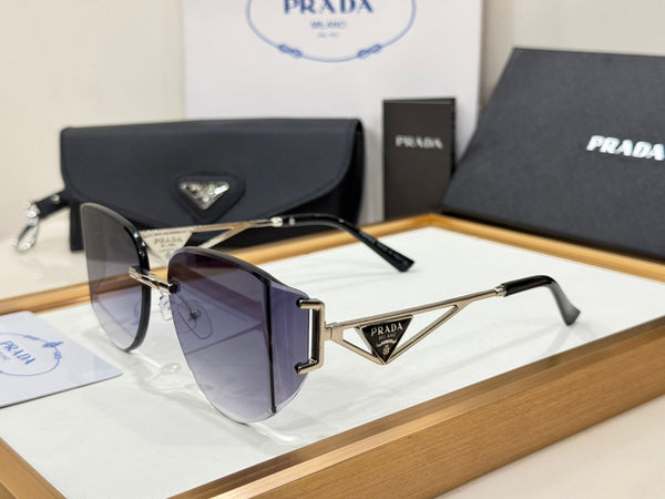 Luxury Rimless Sunglasses with Iconic Triangle Logo