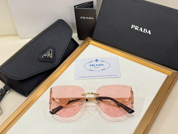 Luxury Rimless Sunglasses with Iconic Triangle Logo