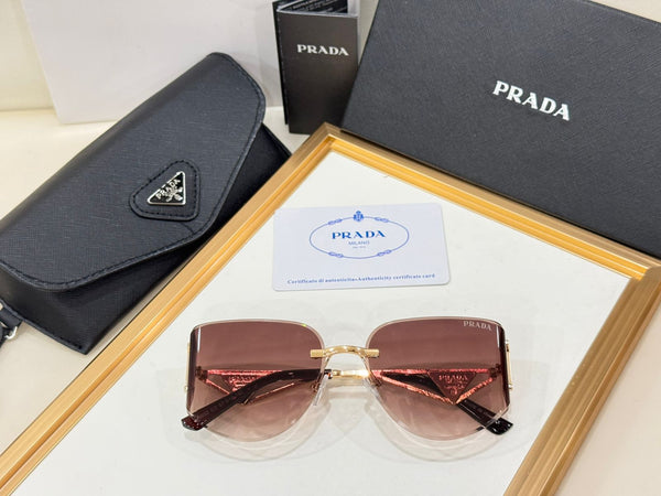 Luxury Rimless Sunglasses with Iconic Triangle Logo