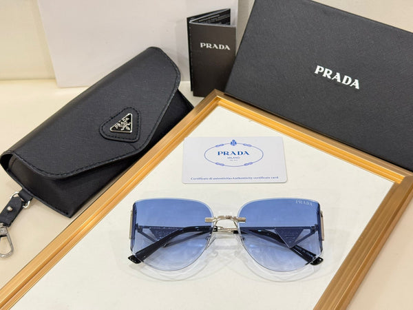 Luxury Rimless Sunglasses with Iconic Triangle Logo