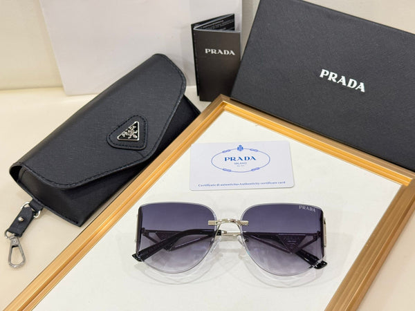 Luxury Rimless Sunglasses with Iconic Triangle Logo