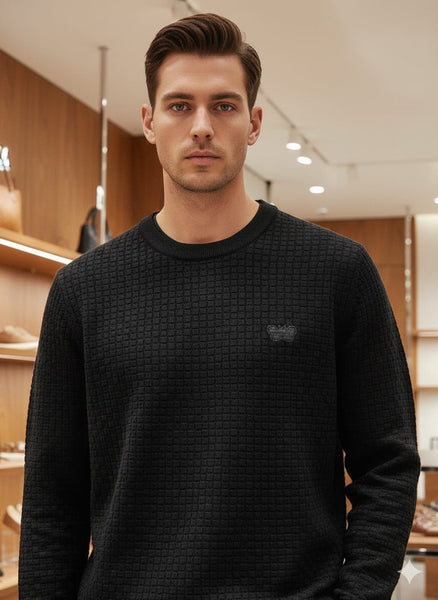 Luxury Imported Black  Knit Sweater for Men