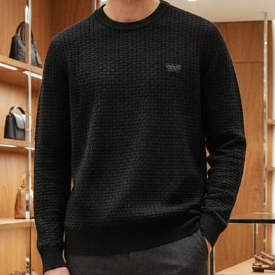 Luxury Imported Black  Knit Sweater for Men