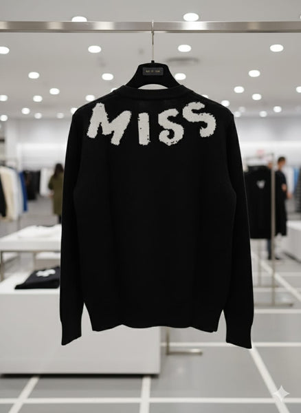 Men’s Black Luxury Knit  Pullover with Bold Logo Design