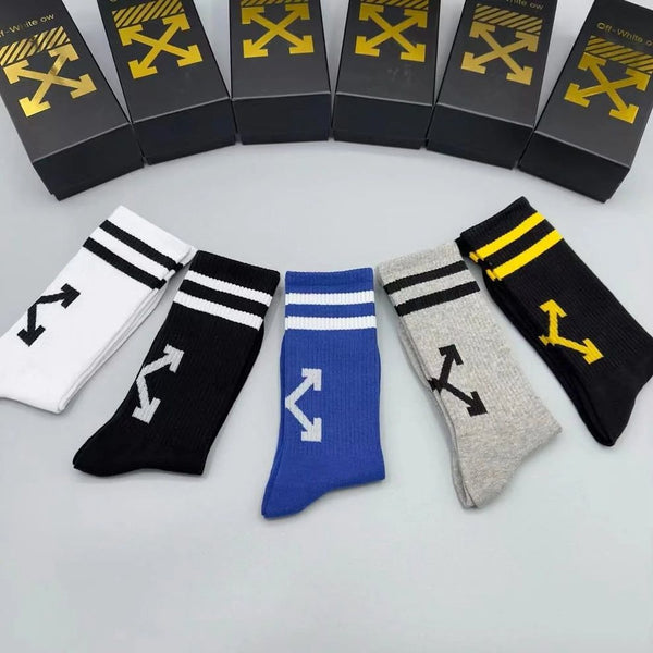 Trendy Arrow Design Crew Socks – Premium Street Style (Pack of 5)